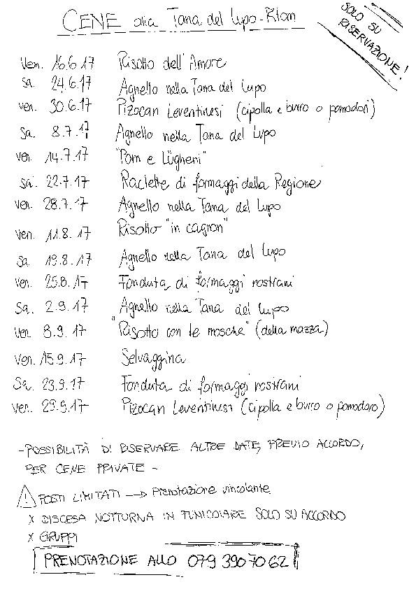 menu tana del lupo